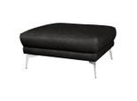 Livetastic , Schwarz, Chromfarben , Leder , Echtleder , Semi-Anilinleder , rechteckig , 96x45x80 cm , Made in EU , Wohnzimmer, Hocker, Hocker