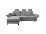 Livetastic , Silberfarben , Holz, Textil , Buche, Fichte, Kiefer,Buche , Füllung: Schaumstoff,Schaumstoff , Ottomane links, L-Form , 250-280x176 cm , Liegefunktion, seitenverkehrt erhältlich, Schlafen auf Sitzhöhe, Rücken echt, Armteil links, Armteil rechts ,