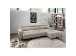 Livetastic , Beige , Textil , Uni , Ottomane rechts, L-Form , 276x188 cm , Rücken echt, USB-Anschluss, USB-C-Anschluss ,