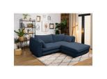 Mid.you , Dunkelblau , Textil , Ottomane rechts, L-Form , 240x201 cm , Made in EU , Liegefunktion ,