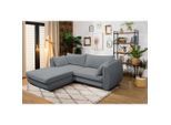 Mid.you , Grau , Textil , Ottomane links, L-Form , 250x201 cm , Made in EU , Liegefunktion , Wohnzimmer, Sofas & Couches, Wohnlandschaften, Ecksofas