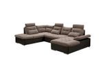 Mid.you , Dunkelbraun, Hellbraun , Textil, Holzwerkstoff , Füllung: Schaumstoff,Schaumstoff , Ottomane links, U-Form , 324x218 cm , Made in EU , Typenauswahl, Stoffauswahl, seitenverkehrt erhältlich ,