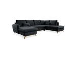 Mid.you , Dunkelgrau , Textil , Eiche , Uni , Füllung: Schaumstoffflocken,Schaumstoffflocken , Ottomane rechts, U-Form , 312x202 cm , Made in EU, Oeko-Tex® Standard 100 , Liegefunktion, Rücken echt ,