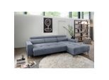 Livetastic , Hellblau , Textil , Uni , Ottomane rechts, L-Form , 276x188 cm , Rücken echt, USB-Anschluss, USB-C-Anschluss ,