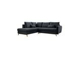 Mid.you , Dunkelgrau , Textil , Eiche , Uni , Füllung: Schaumstoffflocken,Schaumstoffflocken , Ottomane links, L-Form , 242x202 cm , Made in EU, Oeko-Tex® Standard 100 , Liegefunktion, Rücken echt ,