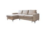 Mid.you , Beige , Textil , Ottomane links, L-Form , 236x148 cm , Made in EU , Liegefunktion, Rücken echt ,