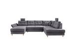 Livetastic , Grau , Textil , Buche , Füllung: Schaumstoff , Ottomane rechts, U-Form , 338-352x206 cm , Liegefunktion, seitenverkehrt erhältlich, Schlafen auf Sitzhöhe, Rücken echt, Armteil links , Wohnzimmer, Sofas & Couches, Wohnlandschaften, Wohnlandschaften U-Form