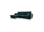 Mid.you , Türkis , Textil , Eiche , Uni , Füllung: Schaumstoffflocken,Schaumstoffflocken , Ottomane links, L-Form , 235x157 cm , Made in EU, Oeko-Tex® Standard 100 , Liegefunktion, Rücken echt ,