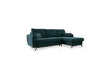 Mid.you , Türkis , Textil , Eiche , Uni , Füllung: Schaumstoffflocken,Schaumstoffflocken , L-Form, Ottomane rechts , 235x157 cm , Made in EU, Oeko-Tex® Standard 100 , Liegefunktion, Rücken echt ,
