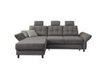 Livetastic , Graubraun , Holz, Textil , Buche, Fichte, Kiefer,Buche , Füllung: Schaumstoff,Schaumstoff , Ottomane links, Eckteil, L-Form , 250-280x176 cm , Liegefunktion, seitenverkehrt erhältlich, Schlafen auf Sitzhöhe, Rücken echt, Armteil links, Armteil rechts ,