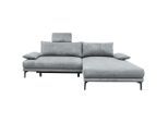 Mid.you , Grau , Textil , Ottomane rechts, L-Form , 260x192 cm , Made in EU , Liegefunktion , Wohnzimmer, Sofas & Couches, Wohnlandschaften, Ecksofas
