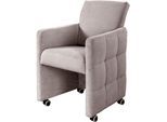 Esszimmersessel EXXPO - SOFA FASHION "Barista, Loungesessel auf Rollen mit hoher Bodenfreiheit", braun (cappuccino), B:64cm H:90cm T:72cm, Sessel, Esszimmersessel, Barista Clubsessel auf Rollen mit schmalen Armlehnen, modernes Design