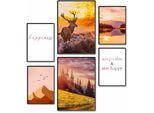 Poster ARTLAND "Natur im Sonnenuntergang", orange (farbe bild(er): orange), B:42cm H:29,7cm, Bilder, Poster, Bilder Set, 6tlg. 4xDIN A4 / 2xDIN A3, ohne Rahmen