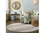 Teppich FLAIR RUGS "Camino", beige (natur), H:8mm Ø:160cm, Kunstfaser, Teppiche, Teppich, Flachgewebe, Skandi, Esszimmer, Wohnzimmer, Flur