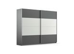 Schwebetürenschrank RAUCH "Quadra Schlafzimmerschrank in vielen Breiten", grau (grau metallic, weißglas), B:271cm H:210cm T:62cm, Holzwerkstoff, Schränke, Schwebetürenschrank, Kleiderschrank Garderobenschrank Schrank mit Glaselementen
