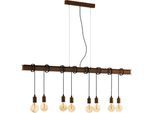 EGLO Hängeleuchte "TOWNSHEND 4 Deckenlampe, Stahl, Vintage, E27, Esszimmerlampe, Lampe", braun (braun, schwarz), H: 110cm, 1 Stk., Leuchten, Hängeleuchte, L150 x B14 x H110cm, antik-braun, schwarz, 8X60W exkl., Hängeleuchte