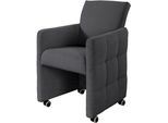 Esszimmersessel EXXPO - SOFA FASHION "Barista, Loungesessel auf Rollen mit hoher Bodenfreiheit", blau (antrazith), B:64cm H:90cm T:72cm, Sessel, Esszimmersessel, Barista Clubsessel auf Rollen mit schmalen Armlehnen, modernes Design