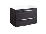 Waschtisch WELLTIME "Serena, Waschbeckenunterschrank inkl. Waschbecken, Badmöbel", schwarz (schwarz oak, schwarze eiche), B:81,5cm H:50cm T:46,5cm, Waschtische, Waschtisch, Breite 81,5 cm, Soft-Close-Funktion, FSC