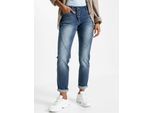 Bequeme Jeans INSPIRATIONEN, Damen, Gr. 24, Kurzgrößen, blau (blau, stone, washed), 99% Baumwolle, 1% Elasthan, unifarben, lang, Jeans