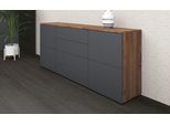 Sideboard BORCHARDT MÖBEL "Rova, Kommode Breite 166 cm", grau (vintage eiche, graphit matt), B:166cm H:72cm T:35cm, Holzwerkstoff, Sideboards, Sideboard, Breite 166 cm