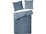Wendebettwäsche PRIMERA "Kate", blau (denimblau), B/L: 200cm x 200cm, 1 Stk., 2 Stk., Flanell, B/L: 80cm x 80cm & 80cm x 80cm, 3 Stk., Flanell, Obermaterial: 100% Baumwolle, Bettwäsche, Wendebettwäsche, mit Two-Tone-Optik, feines Grafik-Muster, ab Größe 135x200 cm