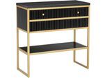 Sideboard OTTO HOME "Fleuriss", schwarz, B:80cm H:80cm T:35cm, Sideboards, Sideboard, Keramikplatte, goldenes Gestell, FSC-zertifiziertem Holz, Breite 80 cm