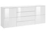 Sideboard BORCHARDT MÖBEL "Rova, Kommode Breite 166 cm", weiß (weiß matt, weiß hochglanz), B:166cm H:72cm T:35cm, Holzwerkstoff, Sideboards, Sideboard, Breite 166 cm