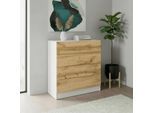 Kommode BORCHARDT MÖBEL "Vaasa", weiß (weiß, eichefarben wotan), B:76cm H:79cm T:35cm, Holzwerkstoff, Sideboards, Kommode