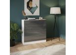 Kommode BORCHARDT MÖBEL "Vaasa, Kommode mit 4 Schubkästen auf Kugelführungen", weiß (weiß matt, graphit hochglanz), B:76cm H:79cm T:35cm, Holzwerkstoff, Sideboards, Kommode