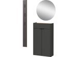Garderoben-Set GERMANIA "Ameca", grau, B:86cm H:200cm T:22cm, Kastenmöbel-Sets, Garderoben-Set, mit Mehrzweckschrank, Spiegel und Garderobenpaneel, geringe Tiefe