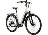 E-Bike KROSS "E-Trekkingrad Trans 5.0 28" silber 9 Gänge -Shimano Mittelmotor" Gr. 56, silber (silber, schwarz), Elektrofahrräder, 56cm, 28 Zoll (71,12cm), E-Bike, SHIMANO 36 V/250 W, Mittelmotor E5000