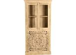 Vitrine SIT "Massives Mangoholz‑Vitrinenschrank mit Glas‑ & Holztüren", beige (natur), B:90cm H:180cm T:45cm, Massivholz, Recyceltes Altholz, Schränke, Vitrine, Massive Vitrine aus recyceltem Mangoholz