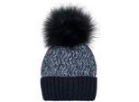 Bommelmütze STYLEBREAKER "Bunte Strick Bommelmütze mit Thermo-Fleece", Damen, blau (dunkelblau, blau), 85% Polyacryl PAN. 15% Polyamid PA., Modisch, Mützen Bommelmütze