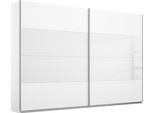Schwebetürenschrank RAUCH "Quadra Schlafzimmerschrank in vielen Breiten", weiß (weiß, weißglas), B:271cm H:210cm T:62cm, Holzwerkstoff, Schränke, Schwebetürenschrank, Kleiderschrank Garderobenschrank Schrank mit Glaselementen