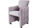 Esszimmersessel EXXPO - SOFA FASHION "Barista, Loungesessel auf Rollen mit hoher Bodenfreiheit", rosa (powder rose), B:64cm H:90cm T:72cm, Sessel, Esszimmersessel, Barista Clubsessel auf Rollen mit schmalen Armlehnen, modernes Design