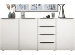 Highboard BORCHARDT MÖBEL "Tom", weiß (weiß matt), B:200cm H:93cm T:35cm, Holzwerkstoff, Sideboards, Highboard, Sideboard mit Metallgriffen, 3Türen und 4 Schubkästen, Breite 200 cm