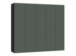 Jutzler Drehtürenschrank, Grau, Grün, Schwarz, Glas, Holzwerkstoff, 3 Fächer, 253x220x59 cm, Typenauswahl, Beimöbel erhältlich, umfangreiches Zubehör in verschiedenen Holzarten Größen Holzdekoren individuell planbar, individuelle Frontgestaltung, Schlafzimmer, Kleiderschränke, Drehtürenschränke