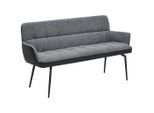Livetastic Sitzbank, Grau, Schwarz, Textil, Metall, 3-Sitzer, 162x88x63 cm, Esszimmer, Bänke, Sitzbänke
