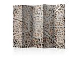 artgeist , Braun, Beige , Holz, Kunststoff, Textil , Kiefer , massiv , Mandala , 225x172x3 cm , Motiv auf Vorder- und Rückseite, Akustikschaumstoff , Kleinmöbel, Paravents