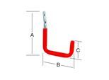 Vormann Wandhaken U-Form rotgummi A.250mm verz. (001451008BL)