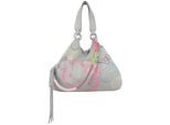Schultertasche FRITZI AUS PREUSSEN "Izzy Medium Limited Head Flocked", Mädchen, Gr. B/H/T: 15cm x 29cm x 42cm, grau (stein), Baumwolle, bedruckt, Taschen Schultertasche, mit tollen Hello Kitty-Prints