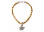 Collier ALLGÄU REBELL "Marlene", Damen, Gr. onesize, Textil, gold, Basic, Halsketten Collier, mit Edelweißanhänger