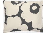 Kissenbezug MARIMEKKO "UNIKKO", charcoal, sanftes weiß, B:80cm L:80cm, Linon, Obermaterial: 100% Baumwolle, Kissenbezüge, Kissenbezug, passend zum Bettbezug UNIKKO