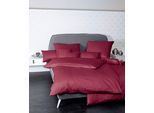 Bettwäsche JANINE "Colors", rot (bordeaux), B/L: 240cm x 220cm, 1 Stk., 2 Stk., Mako-Satin, B/L: 80cm x 80cm & 80cm x 80cm, 3 Stk., Mako-Satin, Obermaterial: 100% Baumwolle, Bettwäsche, Bettwäsche, feinfädige uni Bettwäsche für alle Jahreszeiten, Markenreißverschluss