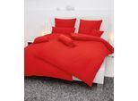 Bettwäsche JANINE "PIANO 0125 31, Seersucker 100% Baumwolle, uni, bügelfrei", rot (hellrot), B/L: 200cm x 220cm, 1 Stk., 2 Stk., Soft-Seersucker, B/L: 80cm x 80cm, 3 Stk., Soft-Seersucker, Obermaterial: 100% Baumwolle, Bettwäsche, Bettwäsche, Markenreißverschluss, feinfädige Qualität, gekämmte Mako-Garne
