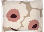 Kissenbezug MARIMEKKO "UNIKKO", beige, cotton, rose, B:80cm L:80cm, Seersucker, Obermaterial: 100% Baumwolle, Kissenbezüge, Kissenbezug, passend zum Bettbezug UNIKKO