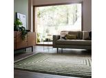Teppich FLAIR RUGS "BOUCLE WOOL FRAME", grün, B:200cm H:0mm L:300cm, Oberfläche: 75% Wolle, 25% Synthetik. Rückseite: 75% Wolle, 25% Synthetik, Teppiche, Teppich