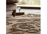 Teppich FLAIR RUGS "SABLE VINTAGE WOOL", beige (natürlich), B:140cm H:12mm L:200cm, Oberfläche: 88% Wolle, 12% Polyester. Rückseite: 47% Baumwolle, 32% Polyester, 21% Viskose, Teppiche, Teppich