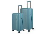 Trolleyset TRAVELITE "ROOMER Trunk 2-teilig", blau (aqua), Polypropylen, unifarben, Koffer-Sets, Volumenerweiterung – ideal für Hand- und Aufgabegepäck