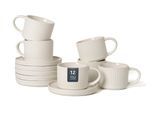Espressotasse OTTO HOME "Ylvii, 12er Set, bestehend aus 6 Tassen + 6 Untertassen", reactive weiß, H:4,8cm Ø:6,2cm, Steinzeug, Trinkgefäße, Espressotasse, für 6 Personen, spülmaschinenfest und mikrowellengeeignet, 90 ml